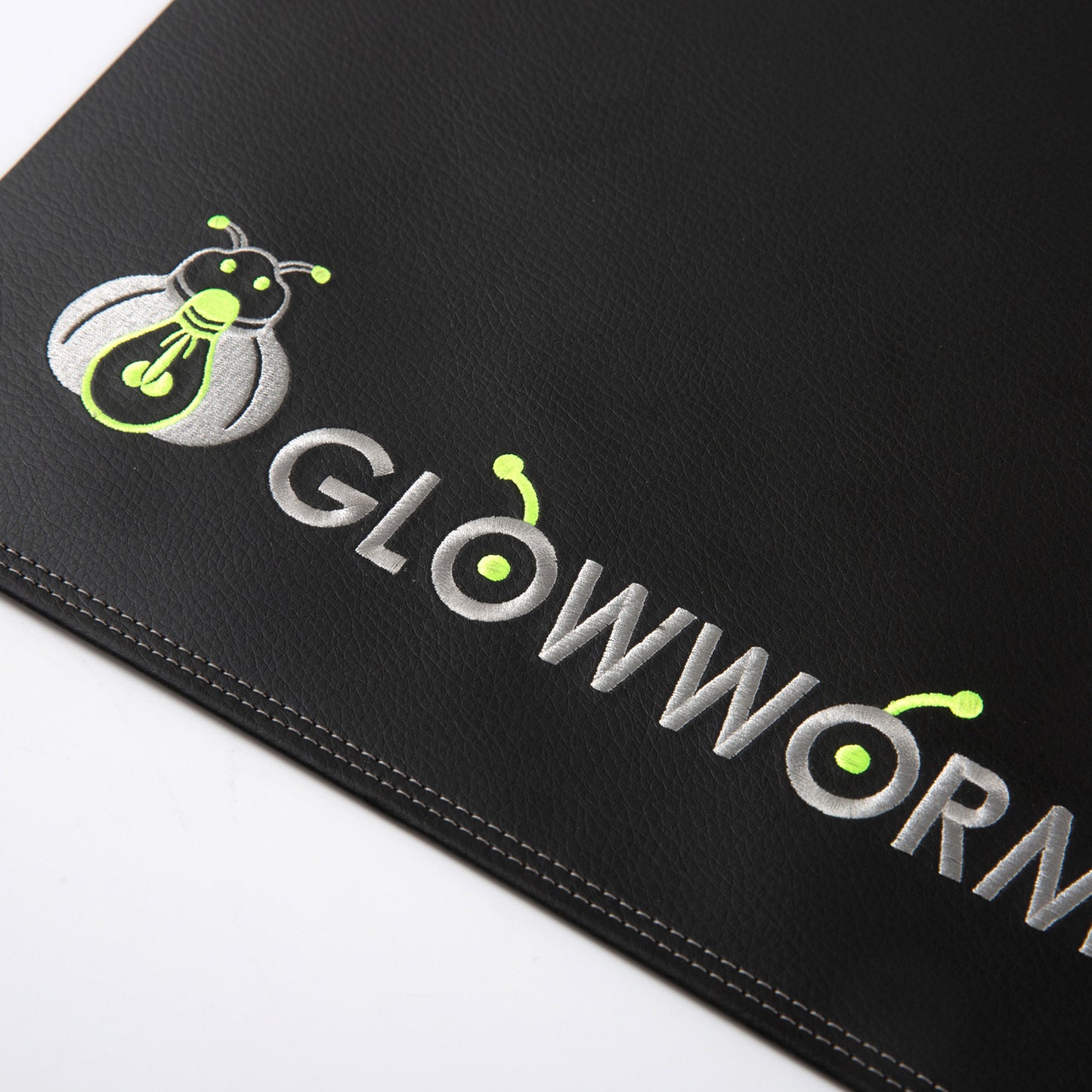 Glowworm gaming mouse pad office desk mat 31.5"x15.7" waterproof wearproof smooth pu leather desk pad with exquisite embroider&stitched edges non-slip base writing pad for office&home desk decorations